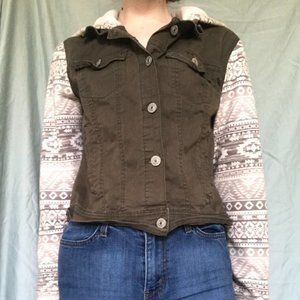 Green Utility Jacket Aztec Print Sleeves